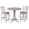 International Concepts 36 in. Solid Wood Round Top Pedestal Counter Height Dining Table with 2 Stools, Washed Gray Taupe K09-36RT-27B-S6172-2 - alternate 2